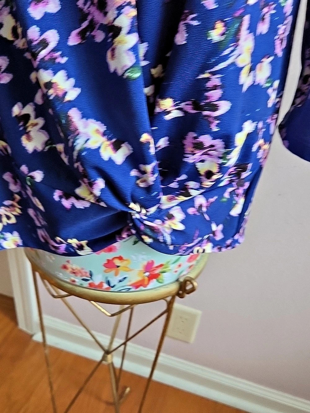 APT. 9 Floral Long Sleeve Tunic Blue & Pink Size 9 - Picture 2 of 8